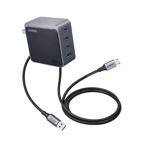 Cargador Ugreen 3 Puertos USB C 1 USB A 100W y Cable Micro USB Negro 1m