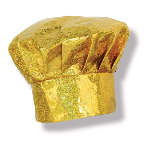 Set de 6 sombreros prismáticos dorados de tela para chef Beistle
