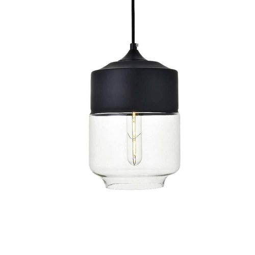 Lámpara Colgante Elegant Lighting Ashwell Negra Mate Transparente 28 cm