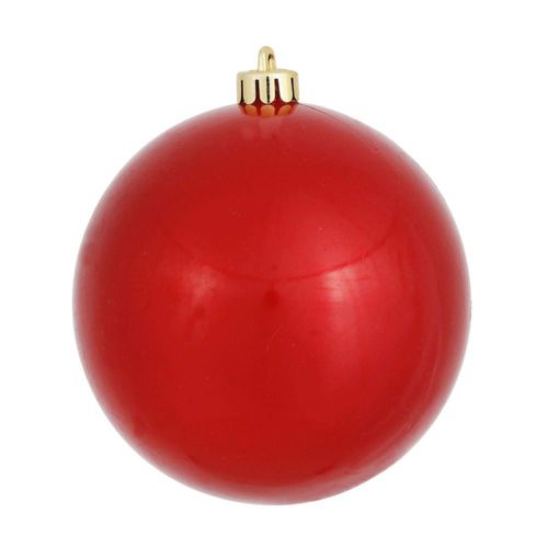 Adorno navideño Vickerman bola de caramelo roja 8 cm irrompible