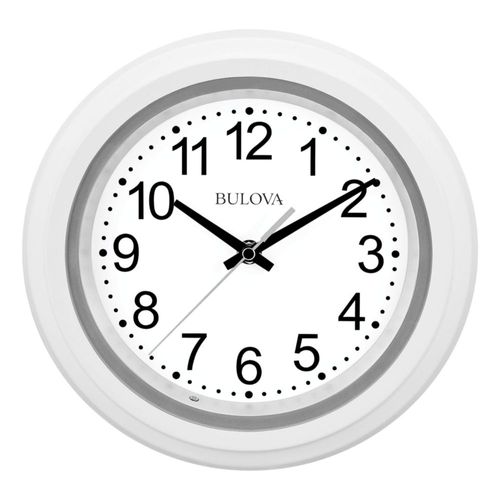 Reloj de pared Bulova C4865 con visión nocturna y esfera iluminada de 10 cm color blanco