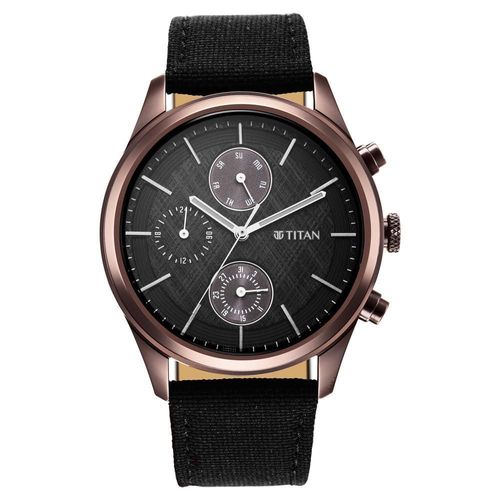 Reloj Titan Analog 1805QP01 para hombre esfera negra correa negra