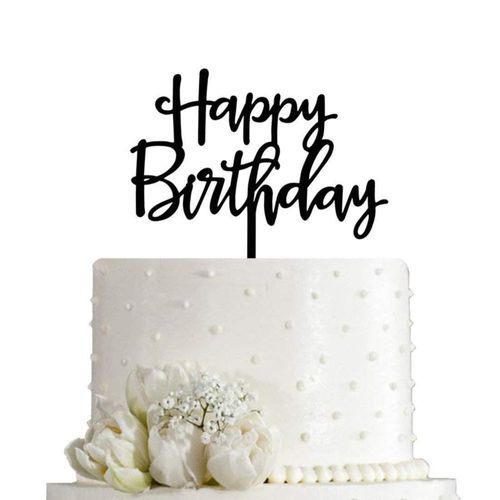 Adorno para tartas AMINJIE Happy Birthday acrílico negro