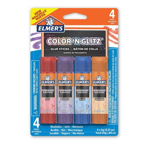 Barras adhesivas Elmer's Color 'N Glitz 021 g paquete de 4