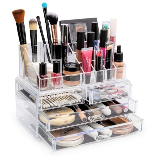 Organizador de maquillaje Brookstone para tocador con cajones transparente