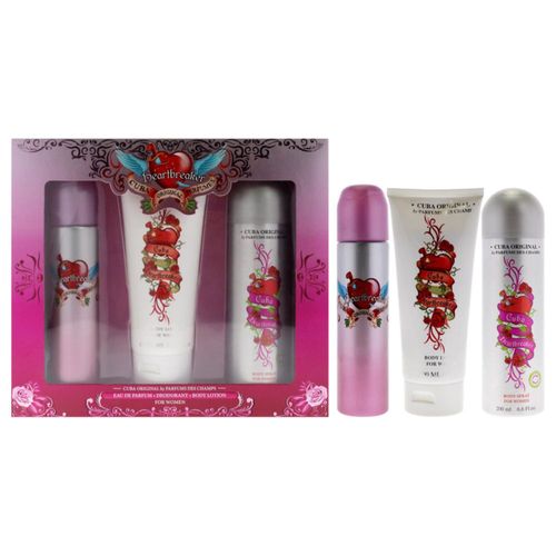 Set de regalo Perfume Cuba Cuba Heartbreaker EDP de 100 ml para mujer 3 piezas