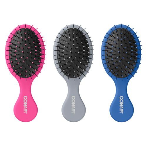 Set de cepillos para el cabello Conair Detangling paquete de 3 unidades minihúmedos y secos para mujer