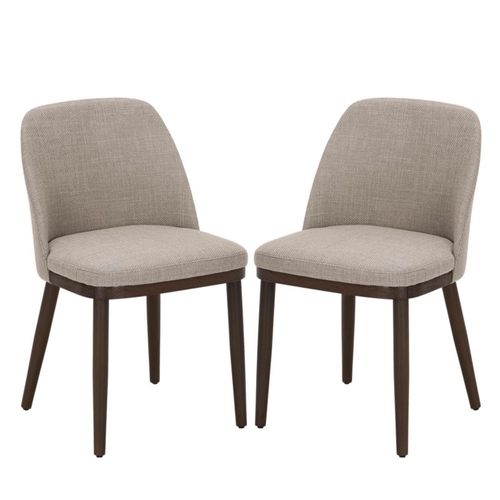 Sillas de Comedor COLAMY Juego de 2 Tapizadas con Patas de Madera Color Camello