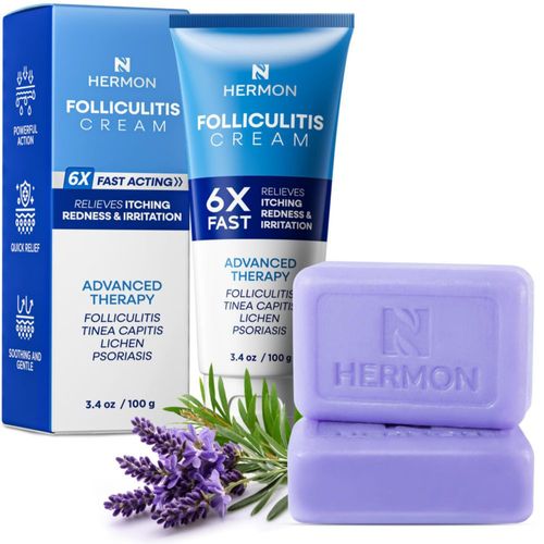 Kit de crema para el tratamiento de la foliculitis y jabón antimicótico Hermon