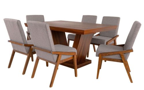 Antecomedor 6 sillas Liverpool + Paris lisas Parota Kessa Muebles