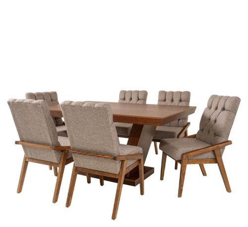 Antecomedor 6 sillas Manchester + Francia Nogal Kessa Muebles