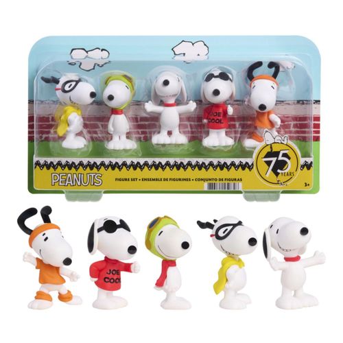 Juego de figuras coleccionables Peanuts Snoopy paquete de 5 con Joe Cool