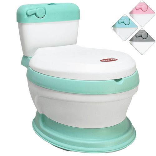 Baño Entrenador para Niños con Sonido Asiento Acolchado Antideslizante Diseño Realista Verde