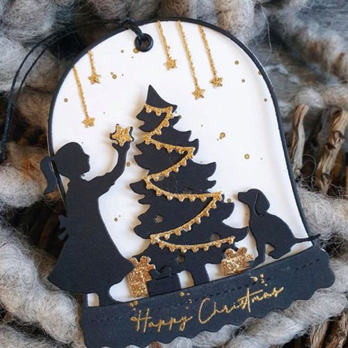 Fondo 3D para cortar metal Lapoo con marco navideño