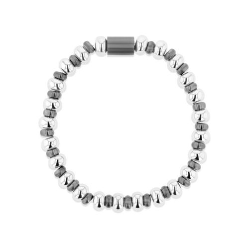 PULSERA DE ACERO COLOR PLATA Y GRIS CABALLERO (20CM APROX)