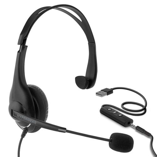 Auricular alambrico diadema hypergear universal 3.5mm y usb conferencias telemar