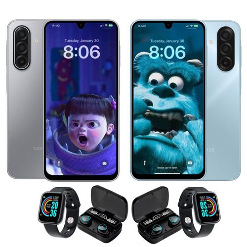 Combo Galaxy A17 Azul y Gris 128GB 4GB Ram Dual sim Super AMOLED 90Hz con Smartwatch y Audífonos inalámbricos