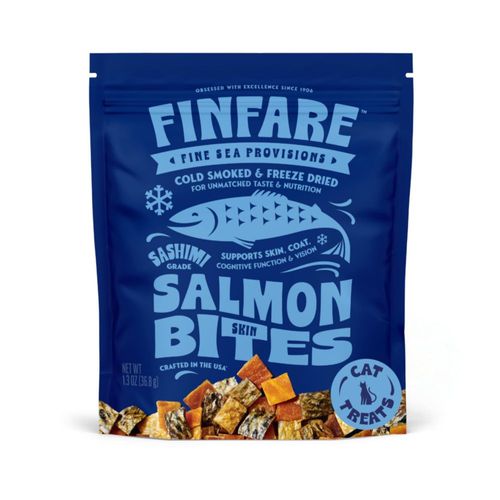 Bocaditos de piel de salmón liofilizados Finfare para gatos 37 g