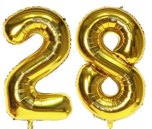 Globo con número EBAIJQUO 28 dorado 40 pulgadas para decoración de fiestas