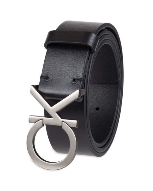 Cinturón Calvin Klein con hebilla CK Plaque para hombre color negro 2 unidades