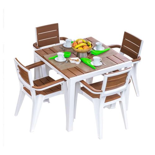 Comedor 4 Personas Para Exterior Color Caramelo
