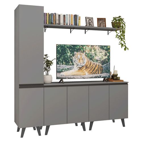 Mueble para TV Madesa Nice Hasta 70 con Repisa y Pies Gris