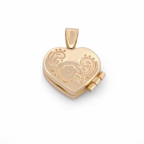 Dije corazón relicario 2 vistas oro sólido 10k