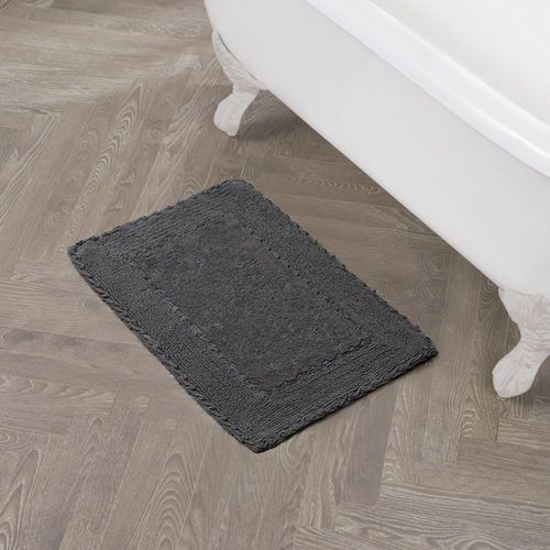 Alfombra de Baño Laura Ashley Gris Oscuro 43x61 cm Algodón