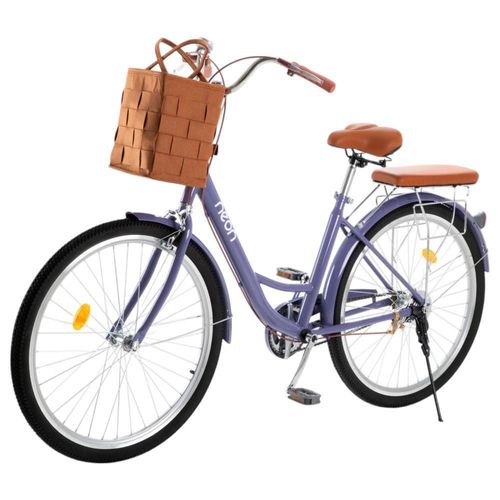 Bicicleta urbana r26 vintage con canastilla retro clásica Morado