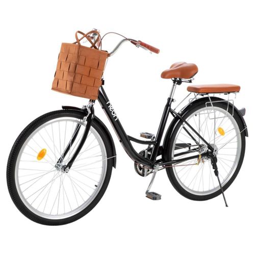 Bicicleta urbana r26 vintage con canastilla retro clásica negro