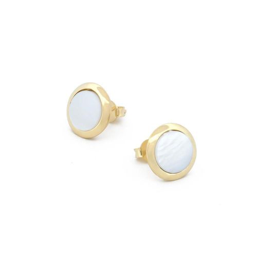 Aretes circulo bisel abulón 0.8 cm 10k