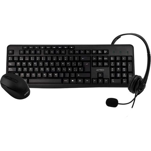 Kit 3 en 1 teclado mouse y audifonos acteck kt30 usb ac-931687
