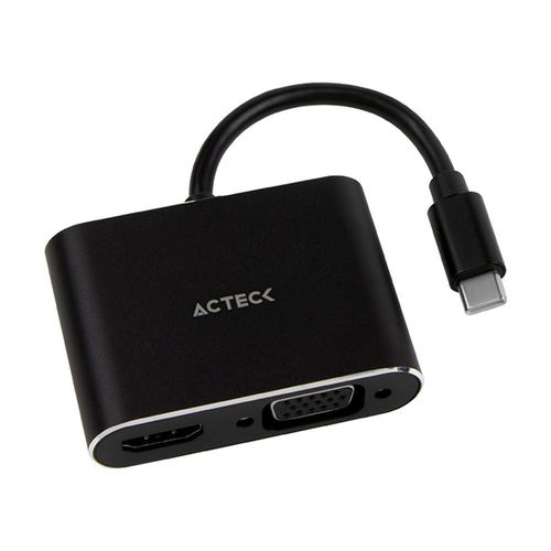 Adaptador convertidor acteck shift plus av420 usb tipo c a hdmi + vga negro ac-9