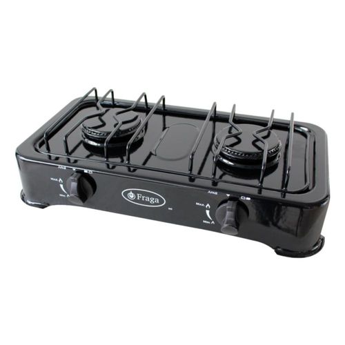 Parrilla Fraga 2 quemadores de mesa P802 Porcelanizada en color Negro.