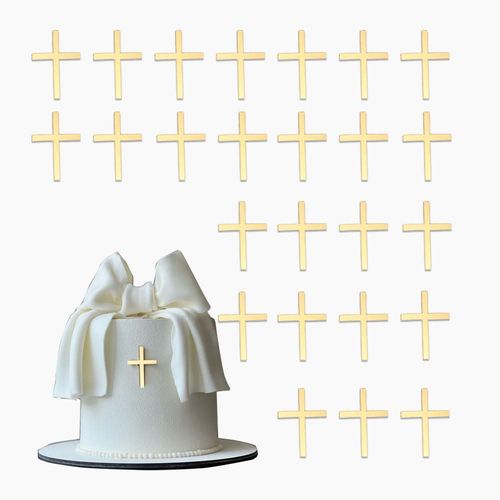 Cruz acrílica dorada POZESE para decoración de tartas 45 cm/15 pulgadas 25 unidades