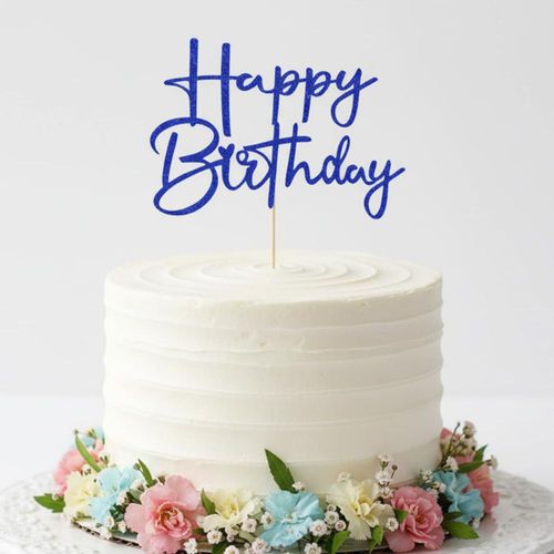 Decoración para tartas Sleyberoy con purpurina para cumpleaños color azul oscuro