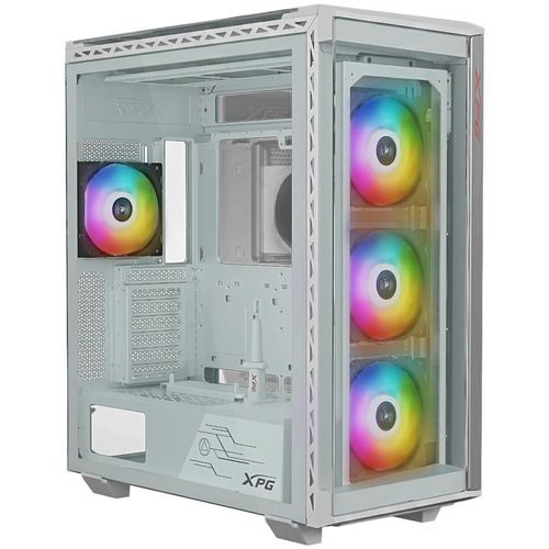Gabinete gamer xpg battlecruiser ii st e-atx 4 fan argb cristal templado blanco