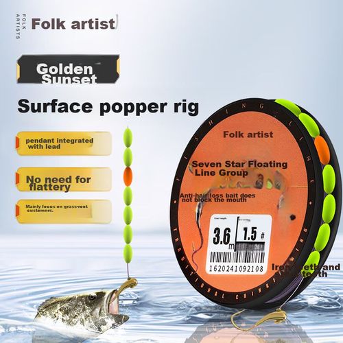 Kit línea de pesca Folk Artist nylon 3.6-5.4 m verde fluorescente