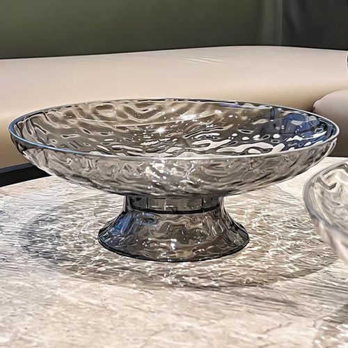 Plato YIJUKE para frutas y botanas 25.5 cm plateado transparente