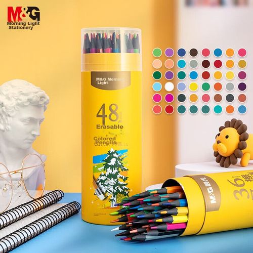 Lápices de colores M&G borrables 48 colores hexagonal tubo amarillo