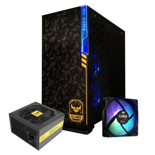 Gabinete gamer in win 101 tuf black atx 850w gold 3 fan luna