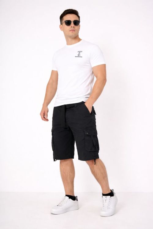 Bermuda tipo Cargo Negra – Incluye Cinturon – Cómoda, Casual, Lígera