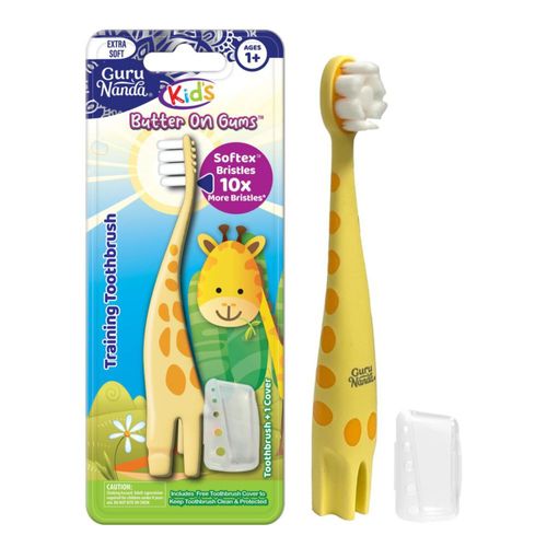Cepillo de dientes GuruNanda para niños cerdas suaves jirafa 1+