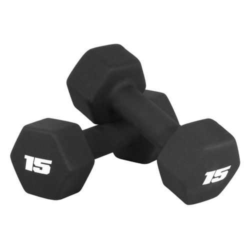 Par de pesas de mano de neopreno para mancuernas 15 kg color negro