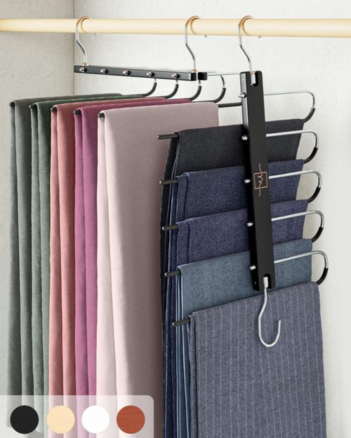Perchas para pantalones MORALVE que ahorran espacio paquete de 4 unidades madera de haya