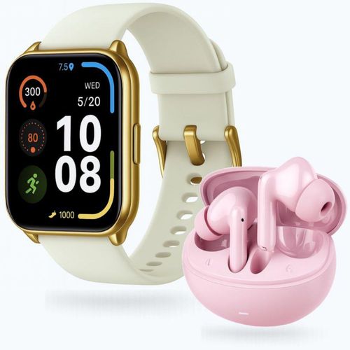 Smartwatch Filwans GTS Mini DORADO + Audífonos G-Tide L42 ROSA
