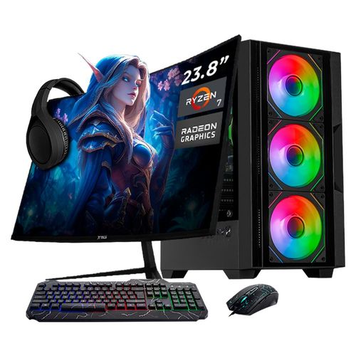 Xtreme pc gaming amd renoir ryzen 7 16gb ssd 500gb monitor curvo 23.8