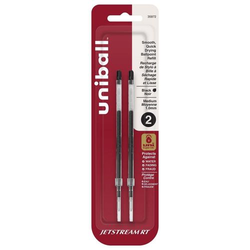 Recambios de Bolígrafo Uni-Ball Jetstream RT 1.0 mm Negro Paquete de 2