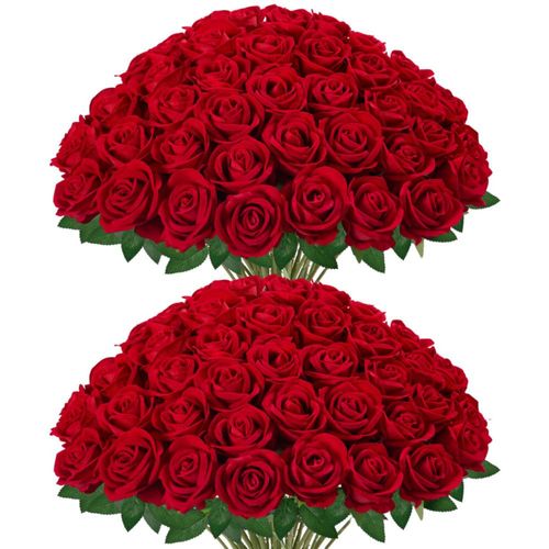 Flores artificiales InnoGear 50 unidades rosas rojas para decoración