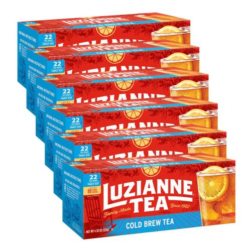 Té helado Luzianne cerveza fría sin azúcar negro 22 unidades x 6